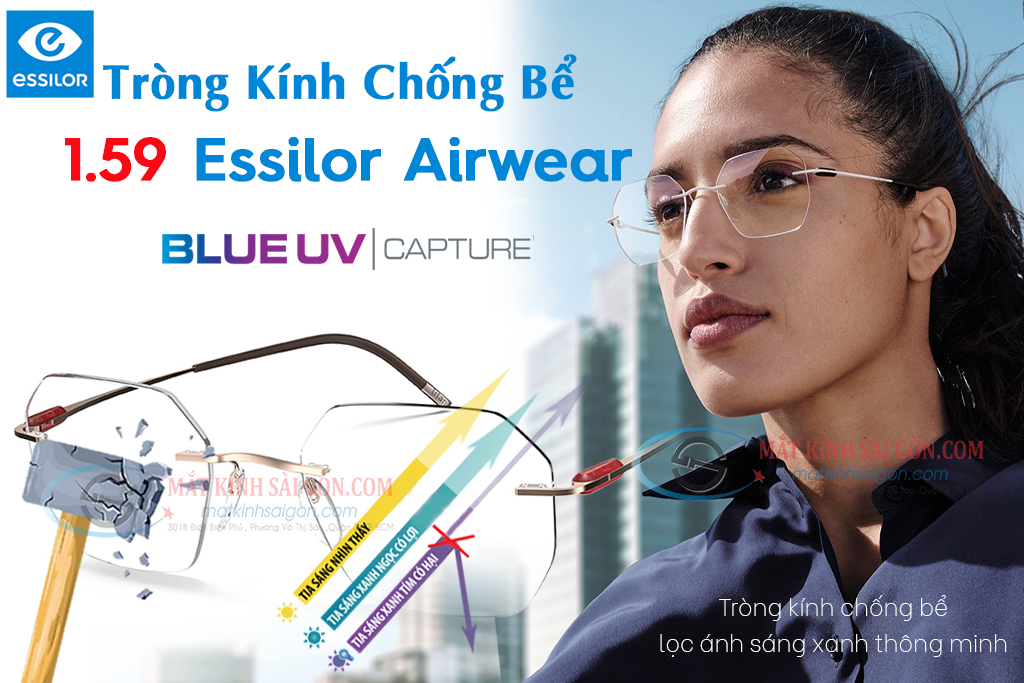 Tròng Kính Chống Bể 1.59 Essilor Airwear